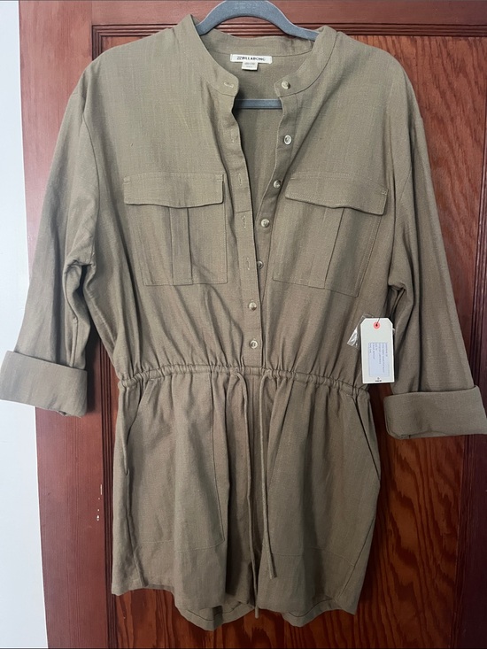 Billabong Pants - Billabong Olive Utility Button-Front Romper